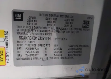2014 Buick Enclave Premium from USA, damaged, VIN 5GAKRCKD1EJ321614